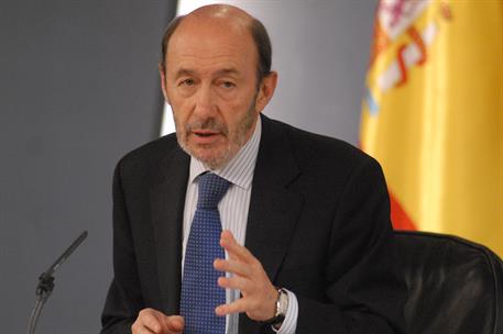 20/05/2011. Consejo de Ministros: vicepresidente Alfredo Pérez Rubalcaba. El vicepresidente primero, ministro del Interior y portavoz del Go...