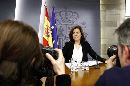 19/02/2016. Consejo de Ministros: Sáenz de Santamaría. La vicepresidenta del Gobierno, Soraya Sáenz de Santamaría, durante un momento de la ...