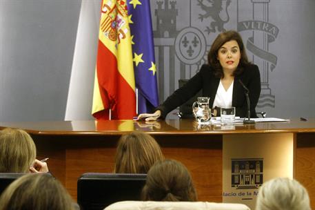 19/02/2016. Consejo de Ministros: Sáenz de Santamaría. La vicepresidenta del Gobierno, Soraya Sáenz de Santamaría, durante un momento de la ...