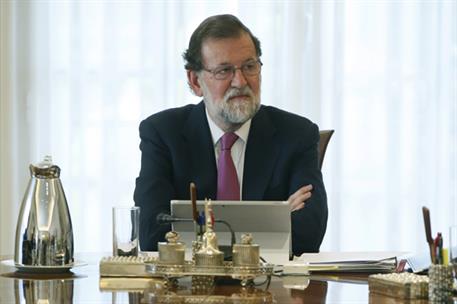 16/08/2017. Consejo de Ministros extraordinario. El presidente del Gobierno, Mariano Rajoy, durante el Consejo de Ministros extraordinario r...