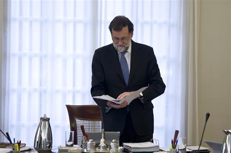 27/10/2017. Reunión extraordinaria y ordinaria del Consejo de Ministros. El presidente del Gobierno, Mariano Rajoy, preside la reunión del C...
