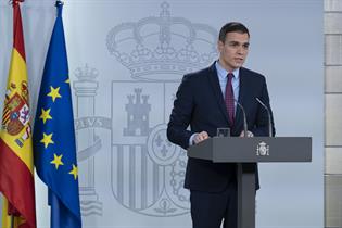 Pedro Sánchez during his speech