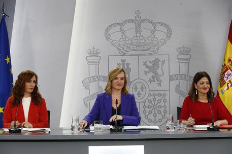 30/01/2024. Press conference after the Council of Ministers. The Minister for Health, Mónica García, the Minister for Education, Vocational ...