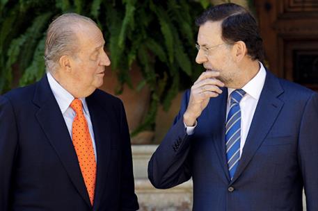14/08/2012. Mariano Rajoy despacha con S.M. el Rey en Marivent. El presidente del Gobierno, Mariano Rajoy, a su llegada al Palacio de Marive...
