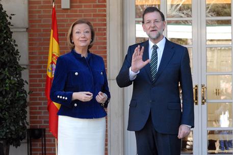 5/03/2012. El presidente recibe a la presidenta de Aragón. El presidente del Gobierno, Mariano Rajoy, recibe en La Moncloa a la presidenta d...