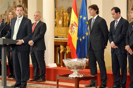 14/02/2012. El presidente recibe al equipo español de tenis ganador de la Copa Davis. El presidente del Gobierno con los integrantes del equ...