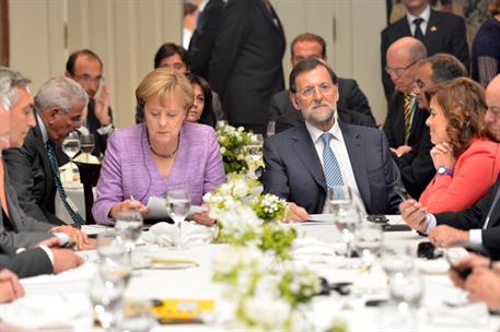 6/09/2012. Encuentro Empresarial hispano-alemán en La Moncloa. El presidente del Gobierno, Mariano Rajoy, y la canciller alemana, Angela Mer...