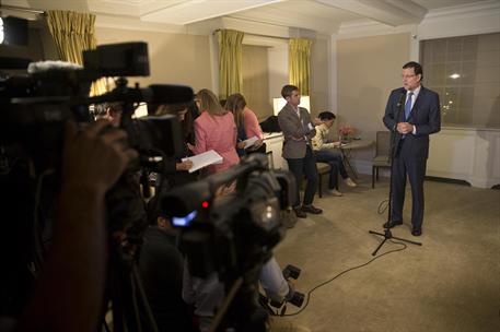 25/09/2013. Rajoy asiste a la Asamblea General de la ONU. El presidente del Gobierno, Mariano Rajoy se dirige a los periodistas a su llegada...