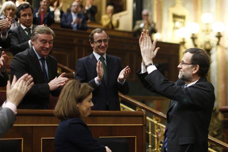 21/02/2013. Segunda sesión del debate del estado de la nación. El presidente del Gobierno, Mariano Rajoy, al finalizar su intervención en la...