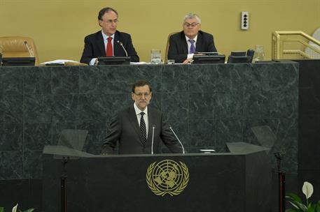 25/09/2013. Rajoy asiste a la Asamblea General de la ONU. El presidente del Gobierno, Mariano Rajoy, durante su intervención ante la Asamble...