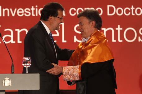 3/11/2014. Rajoy, en la investidura de Juan Manuel Santos como Doctor Honoris Causa. El presidente del Gobierno, Mariano Rajoy, en el acto d...