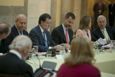 9/10/2014. Rajoy asiste a la reunión anual del Patronato del Instituto Cervantes. El presidente del Gobierno, Mariano Rajoy, en el transcurs...