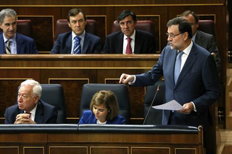 17/09/2014. Sesión de control al Gobierno en el Congreso. El presidente del Gobierno, Mariano Rajoy, interviene en la sesión de control al G...