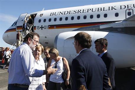 24/08/2014. Rajoy recibe a Merkel en Santiago de Compostela. El presidente del Gobierno, Mariano Rajoy, recibe a la canciller de la Repúblic...