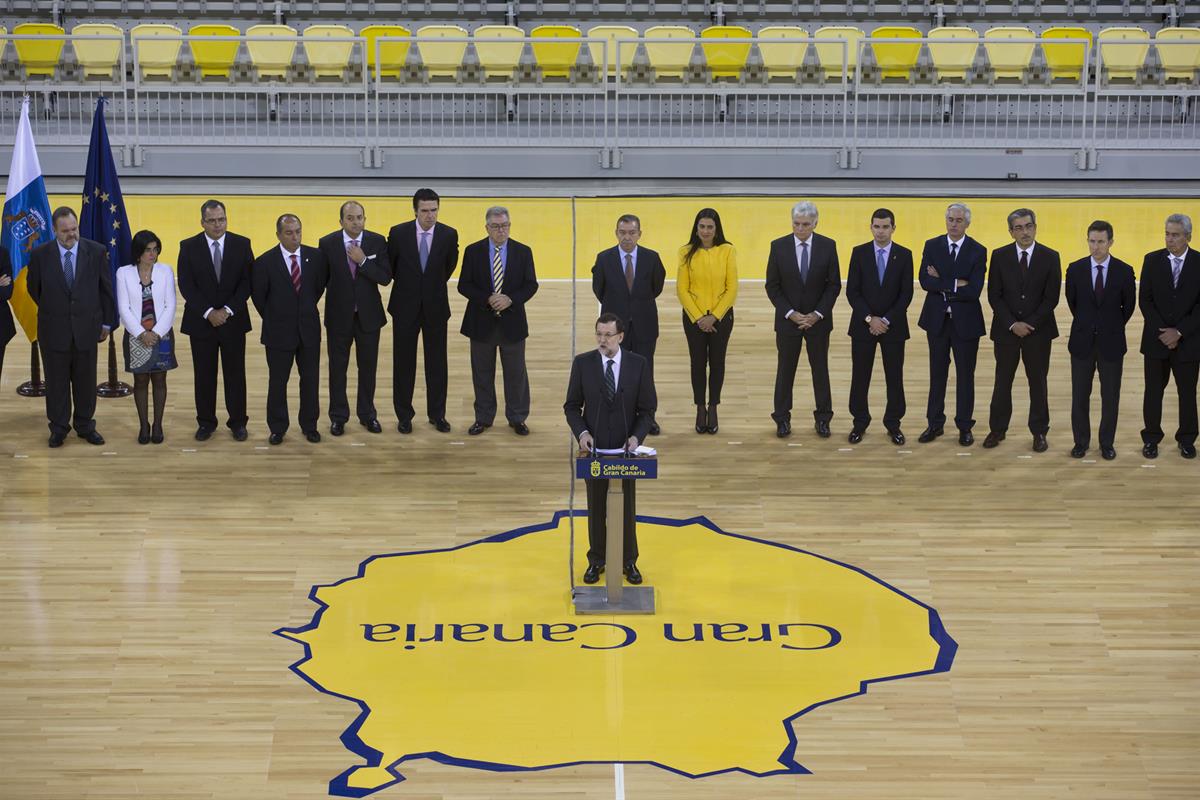 15/03/2014. Rajoy inaugura el polideportivo "Gran Canaria Arena". El presidente del Gobierno, Mariano Rajoy, durante su intervención en el a...
