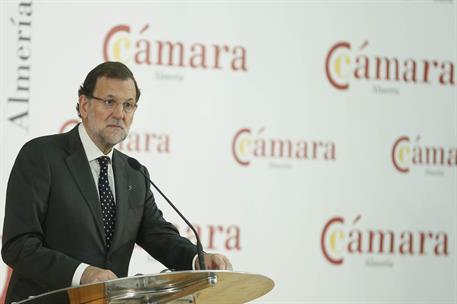 18/10/2014. Rajoy interviene en la Cámara de Comercio de Almería. El presidente del Gobierno, Mariano Rajoy, durante su intervención en un a...