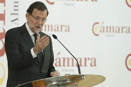 18/10/2014. Rajoy interviene en la Cámara de Comercio de Almería. El presidente del Gobierno, Mariano Rajoy, durante su intervención en un a...