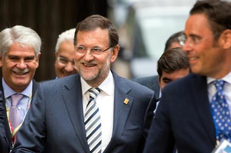 30/08/2014. El presidente del Gobierno en Bruselas. El presidente del Gobierno, Mariano Rajoy, asiste a la reunión del Consejo Europeo extra...