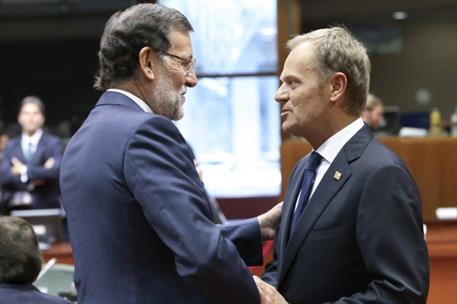 30/08/2014. Rajoy felicita a Tusk. El presidente del Gobierno, Mariano Rajoy, felicita a Donald Tusk por su designación como próximo preside...