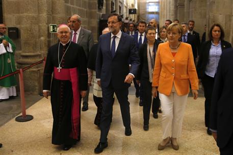 25/08/2014. Rajoy y Merkel visitan la Catedral de Santiago de Compostela. El presidente del Gobierno, Mariano Rajoy, visita la Catedral de S...