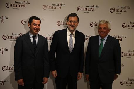 15/07/2014. El Presidente interviene en el Club Antares de Sevilla. Mariano Rajoy junto a Francisco Herrero León, Presidente de la Cámara de...