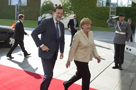 1/09/2015. Conferencia de prensa de Mariano Rajoy y Angela Merkel en Berlín. El presidente del Gobierno español, Mariano Rajoy, y la cancill...