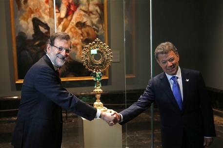 3/03/2015. Mariano Rajoy y Juan Manuel Santos en el Museo del Prado. El presidente del Gobierno español, Mariano Rajoy, y el presidente de l...
