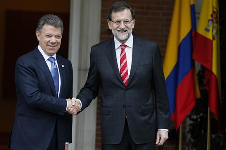 3/03/2015. Reunión de Rajoy y Santos en La Moncloa. El presidente del Gobierno, Mariano Rajoy recibe al presidente de la República de Colomb...