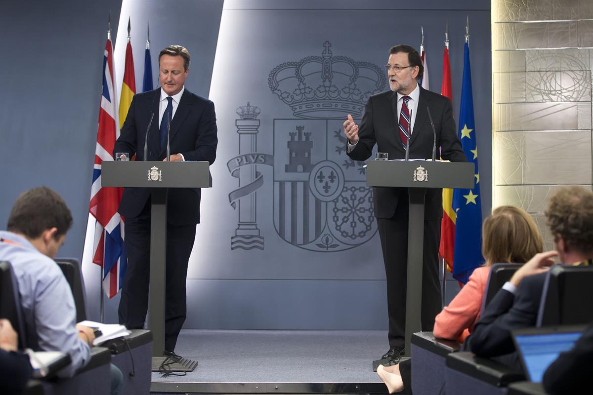 4/09/2015. Mariano Rajoy recibe a David Cameron. Rueda de prensa conjunta de Rajoy y Cameron