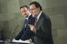 El presidente del Gobierrno, Mariano Rajoy, y el primer ministro británico, David Cameron, en La Moncloa (Foto: Pool Moncloa)