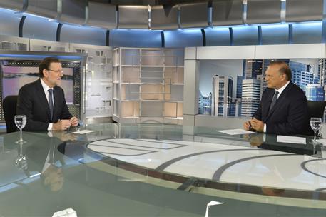 6/07/2015. Entrevista de Rajoy en Telecinco. El presidente del Gobierno, Mariano Rajoy, durante la entrevista que Pedro Piqueras le hace en Telecinco