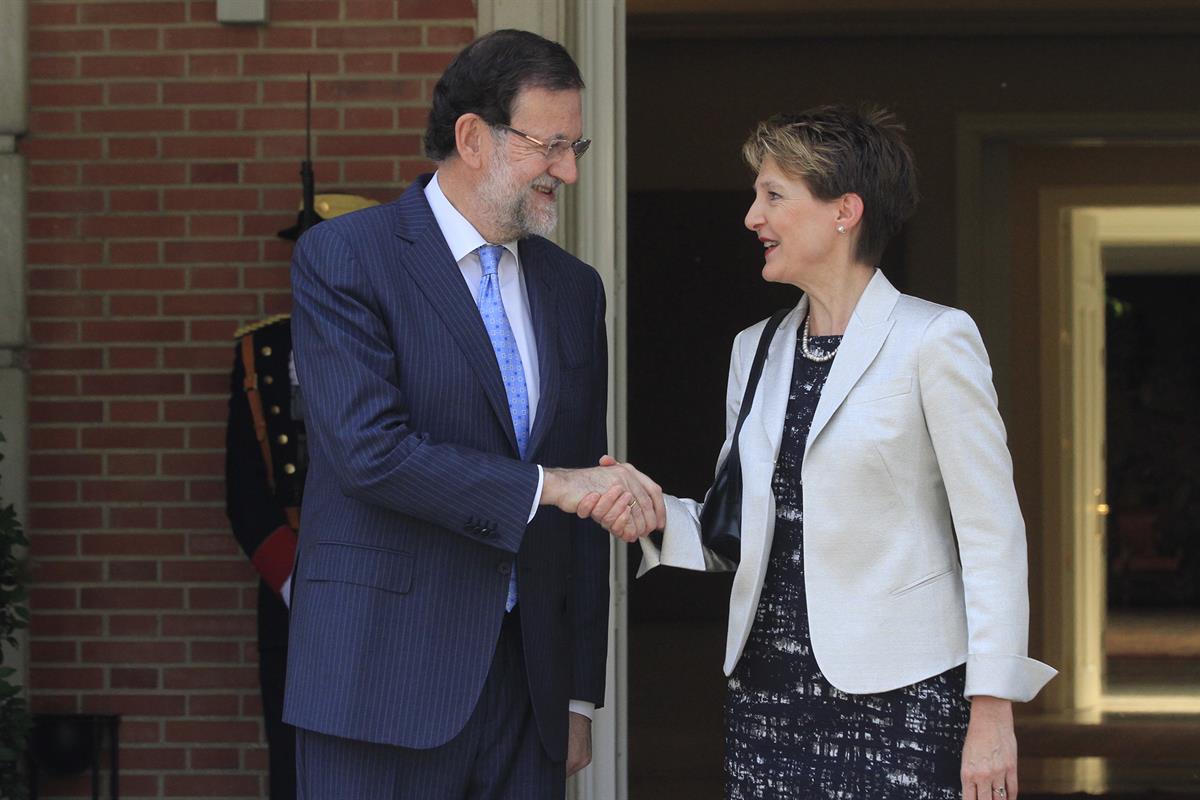 6/07/2015. Rajoy recibe a la presidenta de la Confederación Suiza. El presidente del Gobierno, Mariano Rajoy, recibe a la presidenta de Suiz...