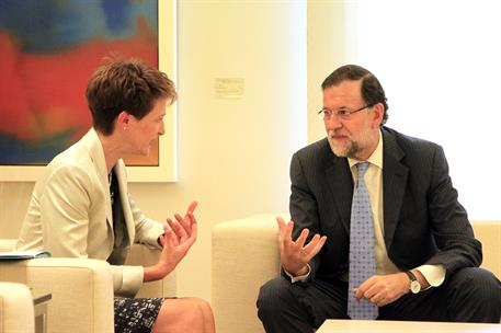 6/07/2015. Rajoy recibe a la presidenta de la Confederación Suiza. El presidente del Gobierno, Mariano Rajoy, junto a la presidenta de Suiza...