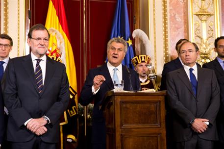 6/12/2015. Rajoy en el Día de la Constitución. El presidente del Gobierno, Mariano Rajoy, junto al presidente del Congreso de los Diputados,...