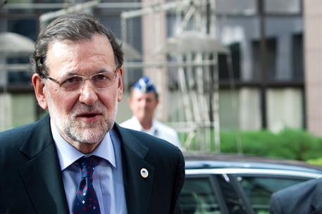 7/07/2015. Rajoy asiste a la reunión extraordinaria del Consejo Europeo. El presidente del Gobierno, Mariano Rajoy, a su llegada a la reunió...