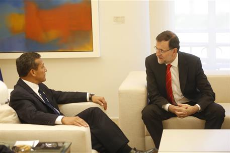 8/07/2015. Visita de Estado del presidente de Perú. El presidente del Gobierno, Mariano Rajoy, conversa con el presidente de la República de...