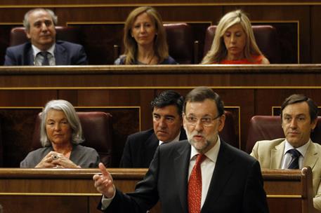 13/05/2015. Rajoy asiste a la sesión de control en el Congreso. El presidente del Gobierno, Mariano Rajoy, durante la sesión de control al G...