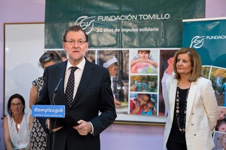 23/07/2015. Rajoy visita la Fundación Tomillo. El presidente del Gobierno, Mariano Rajoy, durante su intervención en la visita que ha realiz...