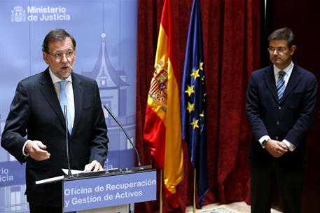 23/10/2015. Rajoy visita la Oficina de Recuperación y Gestión de Activos. El presidente del Gobierno, Mariano Rajoy, durante su intervención...