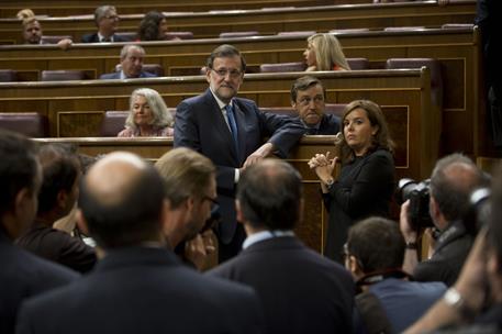 25/08/2015. Rajoy asiste al debate de totalidad de los Presupuestos de 2016. El presidente del Gobierno, Mariano Rajoy, poco antes de la int...