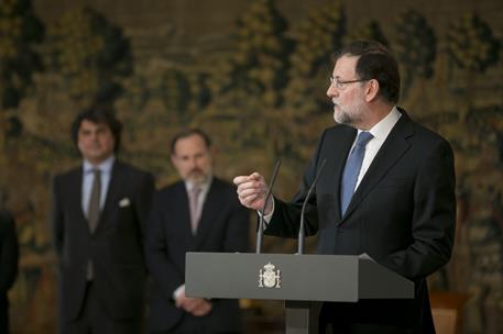 26/01/2015. Rajoy firma un convenio con la Fundación Síndrome de Down de Madrid. El presidente del Gobierno, Mariano Rajoy, se dirige a los ...