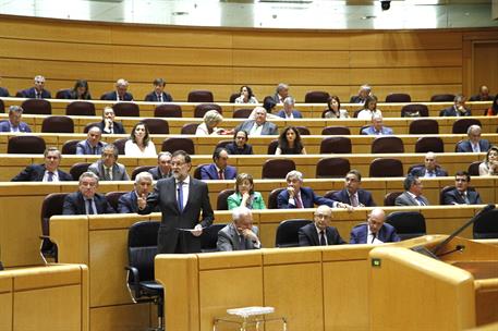 26/05/2015. Rajoy aiste a la sesión de control en el Senado. El presidente del Gobierno, Mariano Rajoy, durante la sesión de control en el Senado.