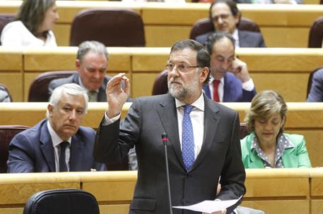 26/05/2015. Rajoy asiste a la sesión de control en el Senado. El presidente del Gobierno, Mariano Rajoy, durante la sesión de control en el Senado.