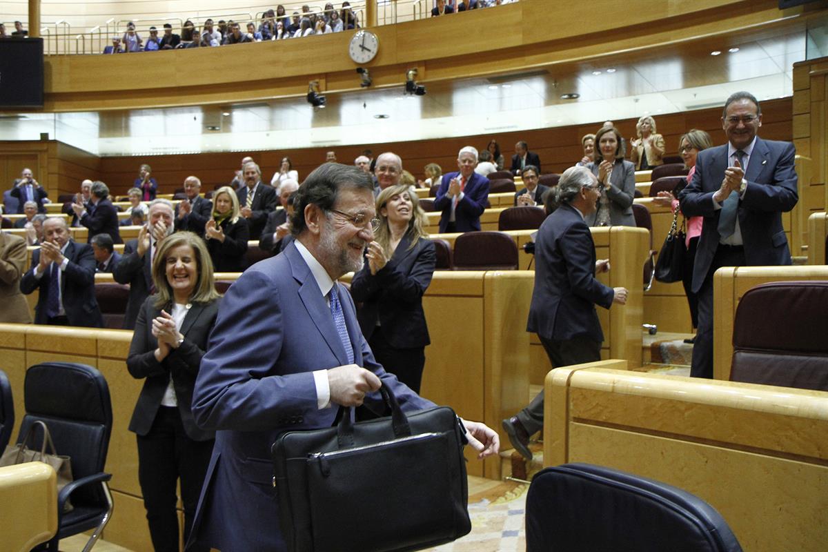 28/04/2015. Rajoy interviene en la sesión de control del Senado. El presidente del Gobierno, Mariano Rajoy, interviene en la sesión de contr...
