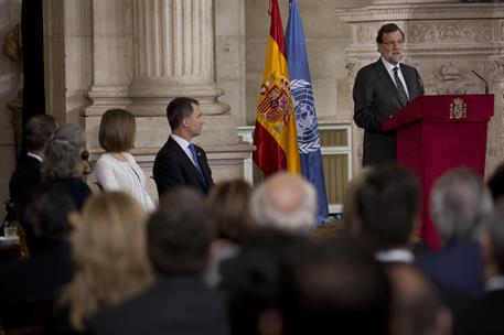 29/10/2015. Rajoy participa en la conmemoración del aniversario de la ONU. El presidente del Gobierno, Mariano Rajoy, se dirige a los asiste...