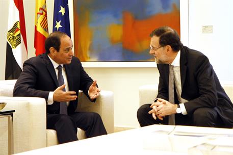 30/04/2015. Rajoy recibe al presidente de la República Árabe de Egipto. El presidente del Gobierno, Mariano Rajoy, y el presidente de la Rep...