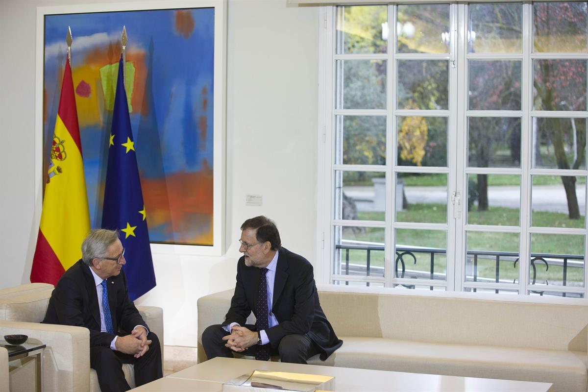 1/12/2016. Rajoy recibe al presidente de la Comisión Europea. El presidente del Gobierno, Mariano Rajoy, y el presidente de la Comisión Euro...