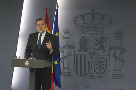2/02/2016. Comparecencia de Mariano Rajoy tras reunirse con el Rey. El presidente del Gobierno en funciones, Mariano Rajoy, ha comparecido e...