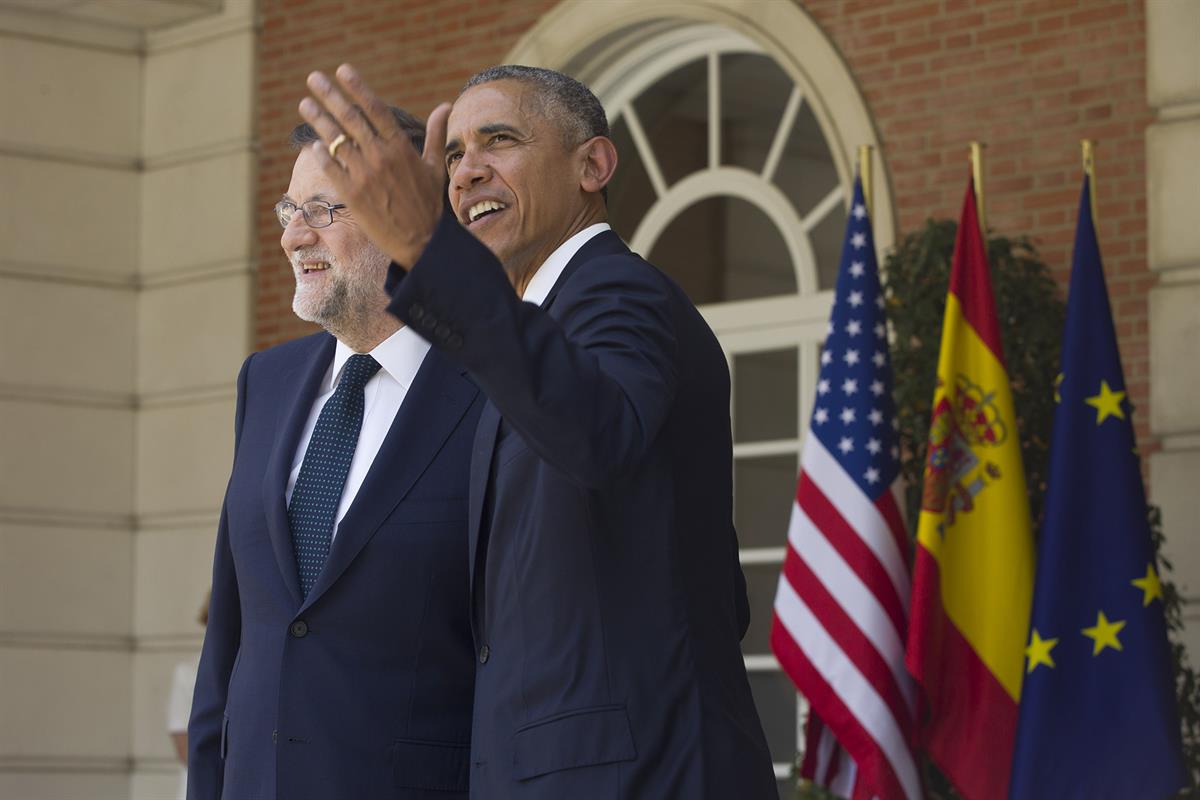 10/07/2016. Rajoy recibe a Obama en La Moncloa. El presidente del Gobierno en funciones, Mariano Rajoy, recibe en La Moncloa al presidente d...