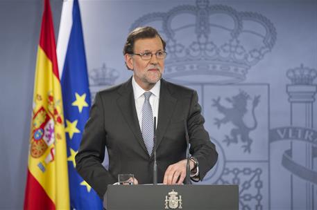20/04/2016. Rajoy recibe al presidente de la Generalitat de Cataluña. Comparecencia del presidente del Gobierno en funciones, Mariano Rajoy,...